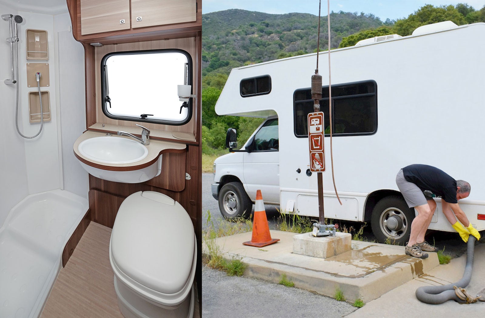Portable RV/camper toilet and holding tank setup in Jacksonville, North Carolina